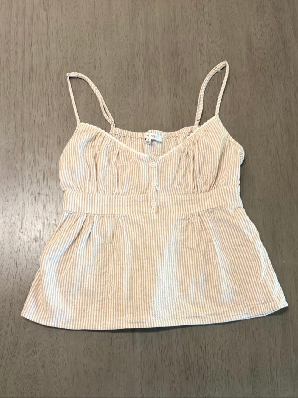 Women's Love Tree Striped Babydoll Cami Top Size S Peplum Tank